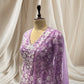 ELEGANT PURPLE GEORGETTE INDO WESTERN CROP TOP WITH RESHAM & PURL EMBROIDERY