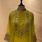 NEON COLOUR CREPE SILK PALAZZO PANT WITH KAFTAN STYLE KURTA EMBELLISHED WITH STONE & SEQUINS WORK