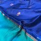 BLUE COLOUR PURE SILK DHARMAVARAM SAREE WITH CONTRAST BORDER & PALLA