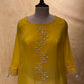 YELLOW COLOUR CREPE SILK PALAZZO PANT WITH EMBROIDERED KURTA EMBELLISHED WITH BEADS WORK