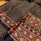 BLACK COLOUR CHANDERI SILK PRINTED UNSTITCHED SUIT ( DELIVERY IN 20-25 DAYS ) - Kothari Sons