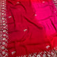 SHADED CHIFFON EMBROIDERED SAREE WITH CHINON BLOUSE EMBELLISHED WITH AARI & SEQUINS WORK