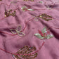 SHADED MAUVE COLOUR PURE PLATINUM CHIFFON HAND EMBROIDERED SAREE WITH CREPE SILK BLOUSE EMBELLISHED WITH SEQUINS WORK