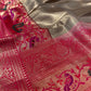 GOLDEN COLOUR SILK TISSUE PAITHANI SAREE EMBELLISHED EITH CONTRAST PSLLA & BORDER