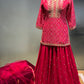 HOT PINK COLOUR DOLA SILK KURTA WITH GEORGETTE SKIRT & NET DUPATTA EMBELLISHED WITH ZARI & SEQUINS WORK