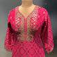 HOT PINK COLOUR DOLA SILK KURTA WITH GEORGETTE SKIRT & NET DUPATTA EMBELLISHED WITH ZARI & SEQUINS WORK