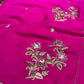 FUCHSIA PINK SHADED CHIFFON HAND EMBROIDERED SAREE WITH CREPE SILK BLOUSE EMBELLISHED WITH AARI, SEQUINS & CUTDANA WORK