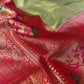 GREEN COLOUR SILK TISSUE PAITHANI SAREE EMBELLISHED WITH CONTRAST PALLA & BORDER