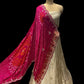 CREAM TISSUE LEHENGA WITH GOTA PATTI EMBROIDERY AND BANDHEJ DUPATTA