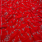 RED COLOUR PURE PLATINUM CHIFFON HAND EMBROIDERED SAREE WITH CREPE SILK BLOUSE EMBELLISHED WITH SEQUINS WORK
