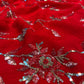 RED COLOUR PURE PLATINUM CHIFFON HAND EMBROIDERED SAREE WITH CREPE SILK BLOUSE EMBELLISHED WITH SEQUINS WORK