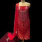 RED BANDHANI UNSTITCHED SUITH WITH GOTA PATTI EMBROIDERY