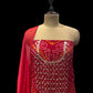 RED BANDHANI UNSTITCHED SUITH WITH GOTA PATTI EMBROIDERY