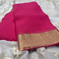 PINK COLOUR PURE CHIFFON SAREE WITH ZARI BORDER