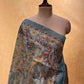 STEEL BLUE COLOUR ART TUSSAR SILK SAREE EMBELLISHED WITH KASAB & SEQUINS WORK