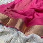 PINK COLOUR PURE CHIFFON SAREE WITH ZARI BORDER