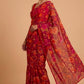 MAGENTA COLOUR PURE PLATINUM CHIFFON FLORAL PRINTED SAREE WITH CREPE SILK BLOUSE - Kothari Sons