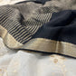 ( DELIVERY IN 25 DAYS ) BLACK COLOUR PURE CHIFFON SAREE WITH ZARI BORDER