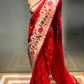 RED COLOUR PURE SILK PAITHANI SAREE EMBELLISHED WITH ZARI WEAVES