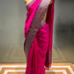 RANI COLOUR PURE KATAN SILK SAREE WITH RESHAM STRIPES BORDER