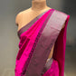 RANI COLOUR PURE KATAN SILK SAREE WITH RESHAM STRIPES BORDER