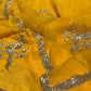 YELLOW CHIFFON HAND EMBROIDERED SAREE EMBELLISHED WITH SEQUINS & CUTDANA WORK