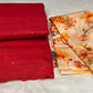 ORANGE COLOUR COTTON SILK MIRROR WORK SCALLOPED BORDER SAREE WITH PRINTED BLOUSE