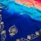 SHADED PLATINUM CHIFFON HAND EMBROIDERED SAREE WITH CREPE SILK BLOUSE EMBELLISHED WITH SEQUINS & ZARDOZI WORK
