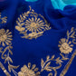 SHADED PLATINUM CHIFFON HAND EMBROIDERED SAREE WITH CREPE SILK BLOUSE EMBELLISHED WITH SEQUINS & ZARDOZI WORK