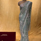 SEA GREEN COLOUR ORGANZA TISSUE HAND EMBROIDERED SAREE EMBELLISHED WITH BEADS & SEQUINS WORK