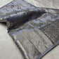 GREY COLOUR BANARASI SILK SAREE EMBELLISHED WITH ZARI WEAVES