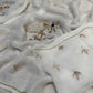 WHITE COLOUR EMBROIDERED CHIFFON SAREE WITH CHINON BLOUSE EMBELLISHED WITH AARI & SEQUINS WORK
