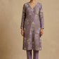 LAVENDER COLOUR MUL CHANDERI EMBROIDERED UNSTITCHED CO-ORD SET EMBELLISHED WITH RESHAM WORK BY SIDDHAIKA - Kothari Sons