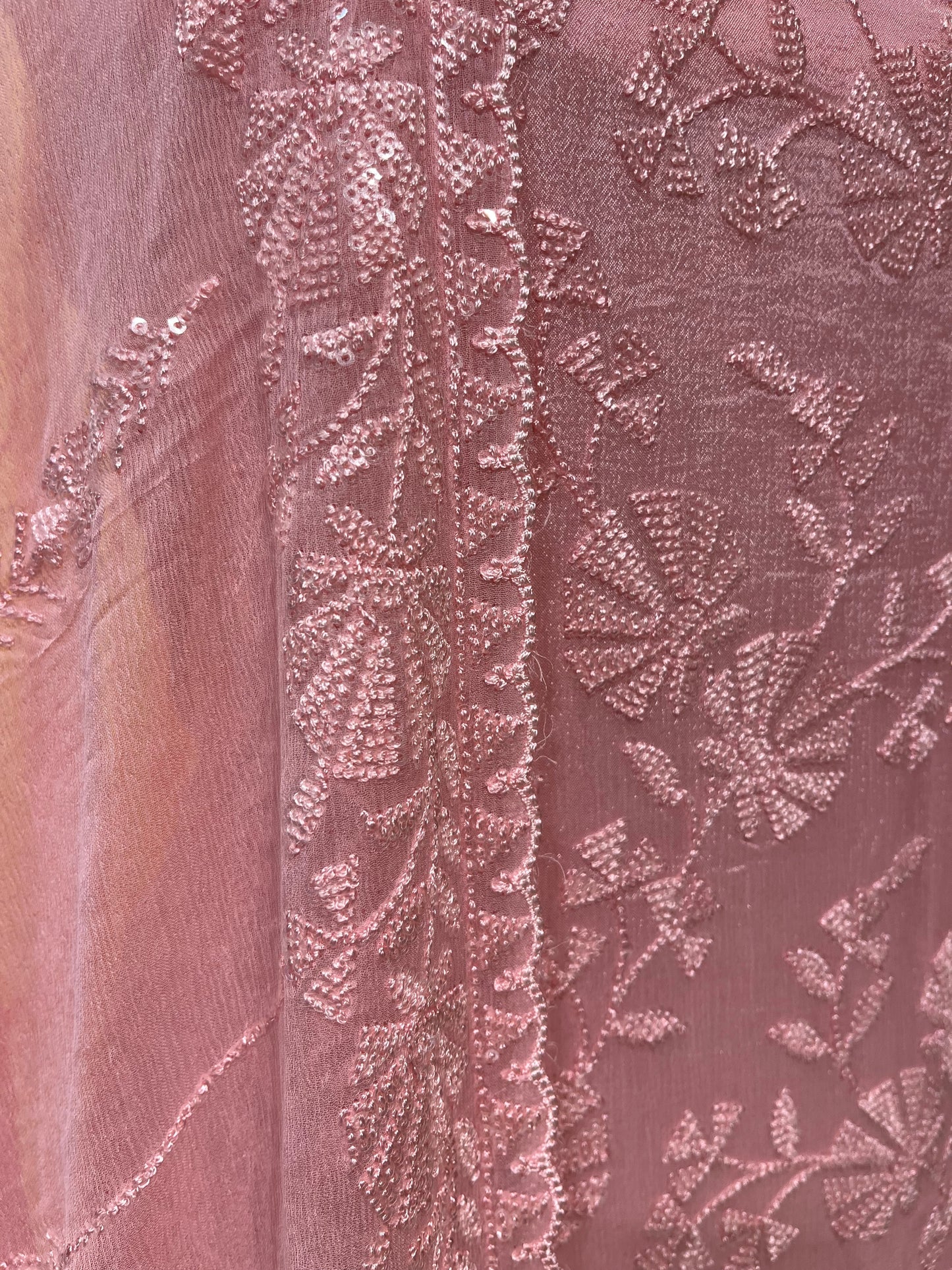 PINK COLOUR CHINON SEQUINS EMBROIDERED UNSTITCHED SUIT