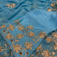 SKY BLUE CHIFFON GOTA PATTI WORK SAREE WITH MATCHING BLOUSE ( DELIVERY IN 25 DAYS ) - Kothari Sons