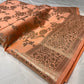 PEACH COLOUR BANARASI SILK SAREE EMBELLISHED WITH ZARI WEAVES