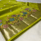 GREEN COLOR TUSSAR SILK SAREE WITH ZARI BORDER