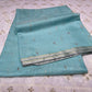 ( DELIVERY IN 25 DAYS ) AQUA COLOUR PURE CHANDERI SAREE WITH ZARI WEAVES