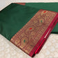 BOTTLE GREEN COLOUR ART SILK SAREE EMBELLISHED WITH ZARI WEAVES BORDER & PALLA