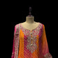 ORANGE COLOR, CHINON FABRIC SHARARA SUIT TRADITIONAL GOTA PATTI WORK