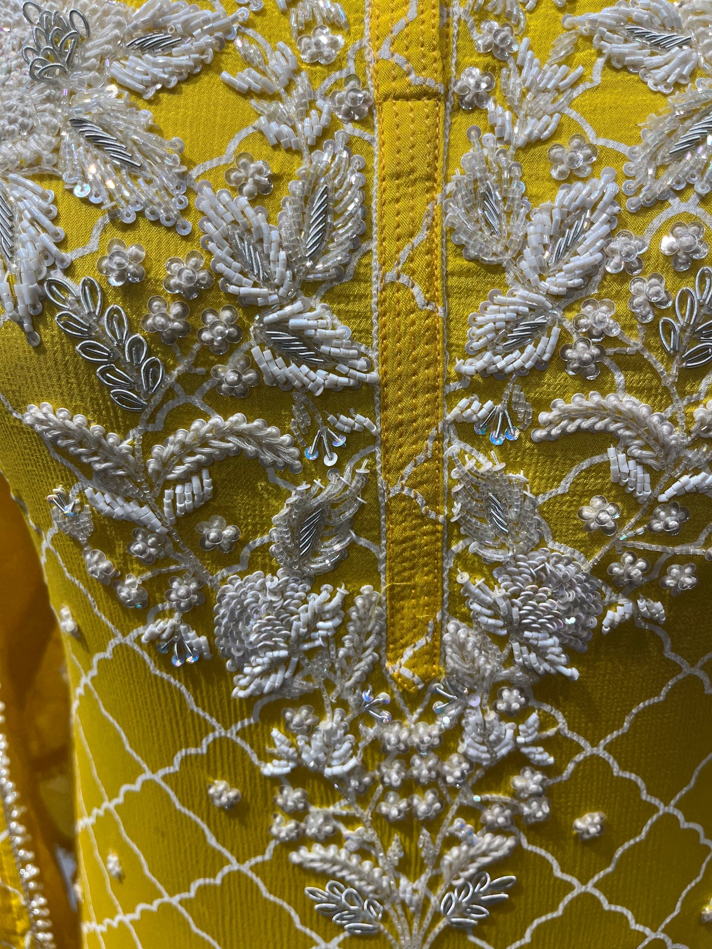 ( DELIVERY IN 30 DAYS ) YELLOW CHINON SHARARA SUIT WITH TRADITIONAL ZARDOZI WORK