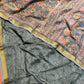 SMOKE GREY ART CREPE SILK PRINTED SAREE WITH ZARI BORDER (DELIVERY TIME 15 DAYS)