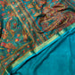 TEAL COLOUR ART CREPE SILK PRINTED SAREE WITH ZARI BORDER (DELIVERY TIME 15 DAYS)