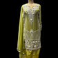 PISTA GREEN TISSUE PALAZZO SUIT WITH TRADITIONAL MIRROR WORK