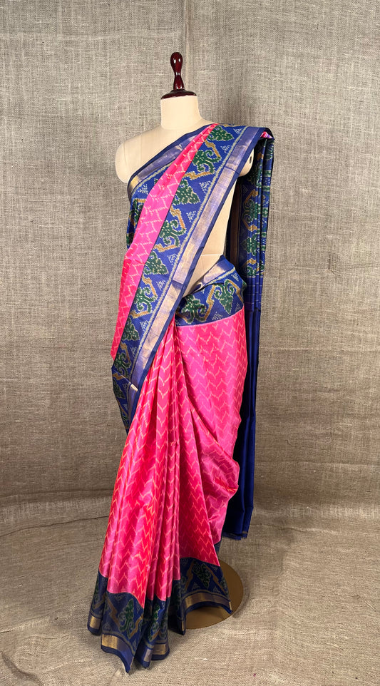 PINK COLOUR PURE SILK IKKAT PATOLA SAREE