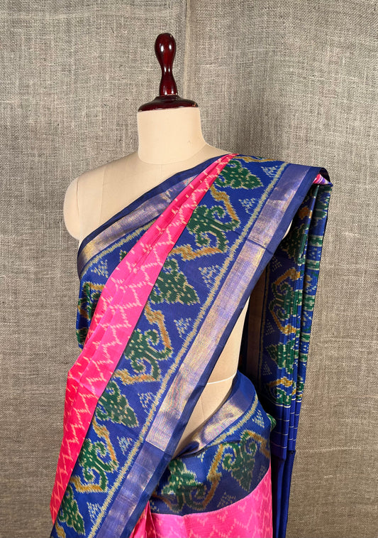 PINK COLOUR PURE SILK IKKAT PATOLA SAREE