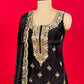 BLACK COLOUR CREPE SILK KURTA WITH CHINON PALAZZO & DUPATTA EMBELLISHED WITH CUTDANA & SEQUINS WORK