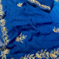 BLUE COLOUR  SHADED CHIFFON HAND EMBROIDERED SAREE EMBELLISHED WITH AARI & SEQUINS WORK ( DELIVERY IN 25 DAYS ) - Kothari Sons