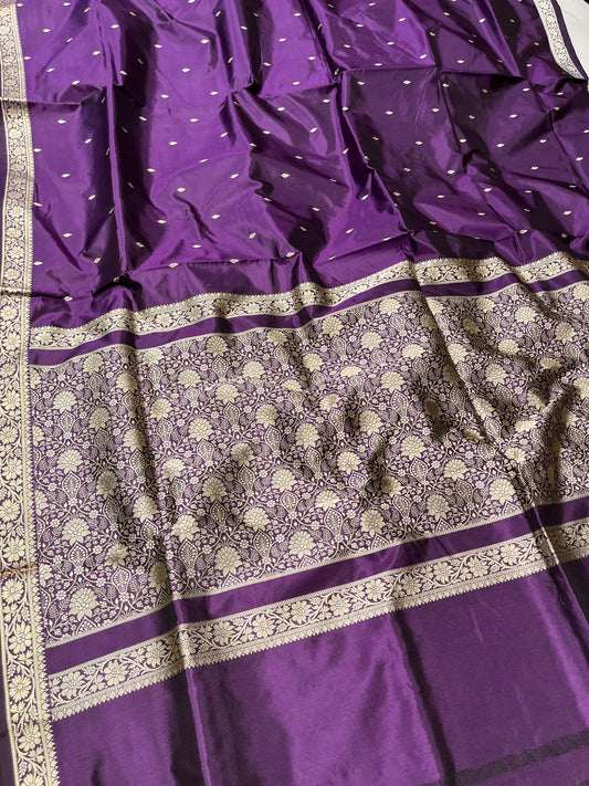 VIOLET COLOUR PURE BANARASI TANCHOI SILK SAREE