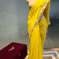 YELLOW COLOUR CHANDERI BEE HAND EMBROIDERED SAREE EMBELLISHED WITH ZARDOZI WORK